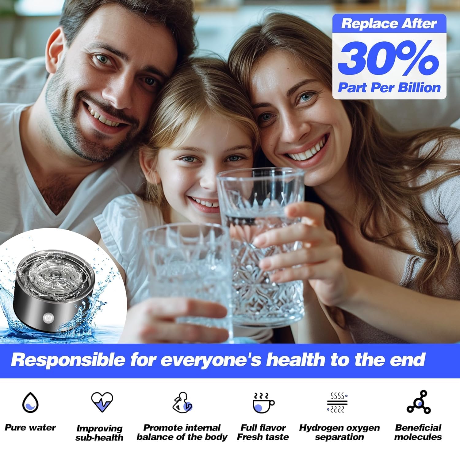 Generic Hydrogen Water Bottle,Hydrogen Water Bottle Generator,3Min Quick Electrolysis,Portable Electrolytic Water Glass Machine,Hydrogen Rich Water Pitcher Healthy Cup for Home Office Travelling