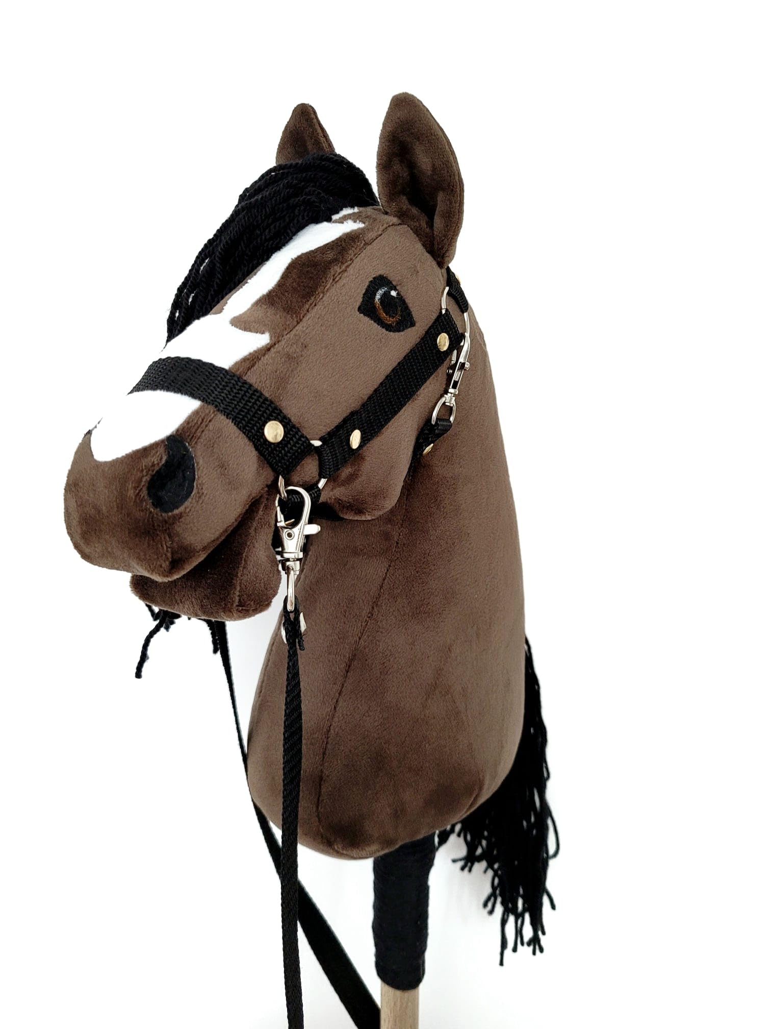Steckenpferd A4 (Pferd auf einem Stock) Hobby Horse A4 komplett mit Kantar wie auf dem Foto (Dunkelbraun)