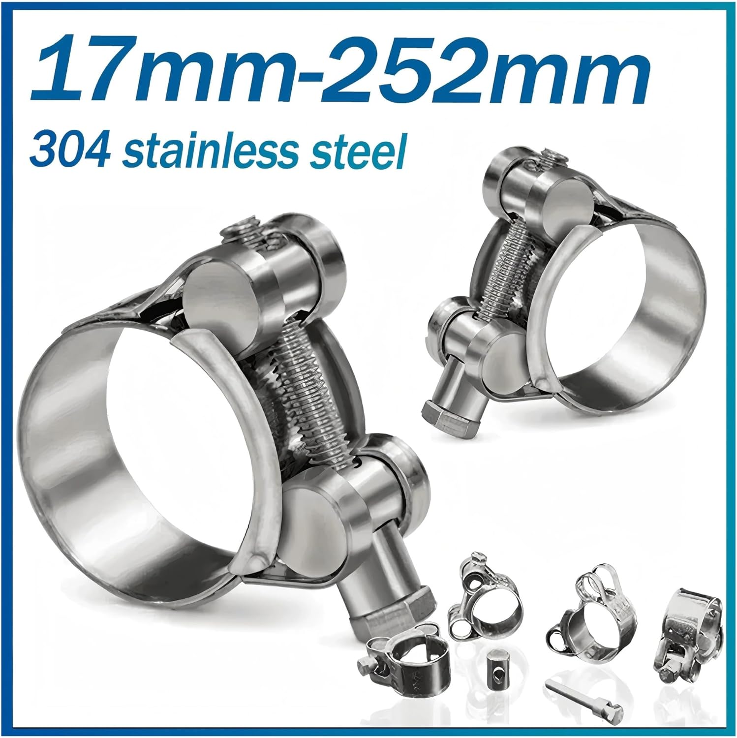 Stainless Steel Powerful Hose Clamps Exhaust Air Water Pipes Durable Sealing Strength Repair Welding Tools(240-252mm)
