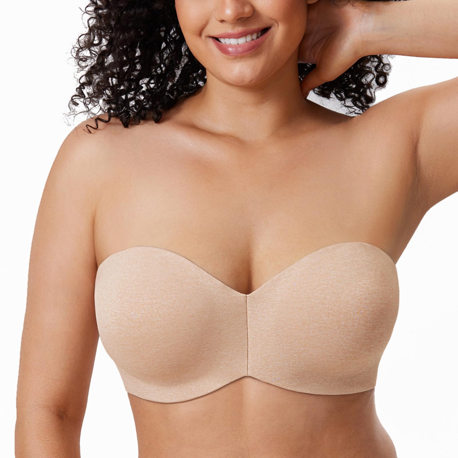 DELIMIRA Women's Strapless Bra Unlined Underwire Minimizer Plus Size Support