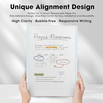Magnetic Screen Protector for reMarkable Paper Pro 11.8 Reusable TPU Matte Clear Paperlike Film 2024, Anti-Scratch & Anti-Glare Clear Hard Film, Bubble-Free Installation (Not Tempered Glass)