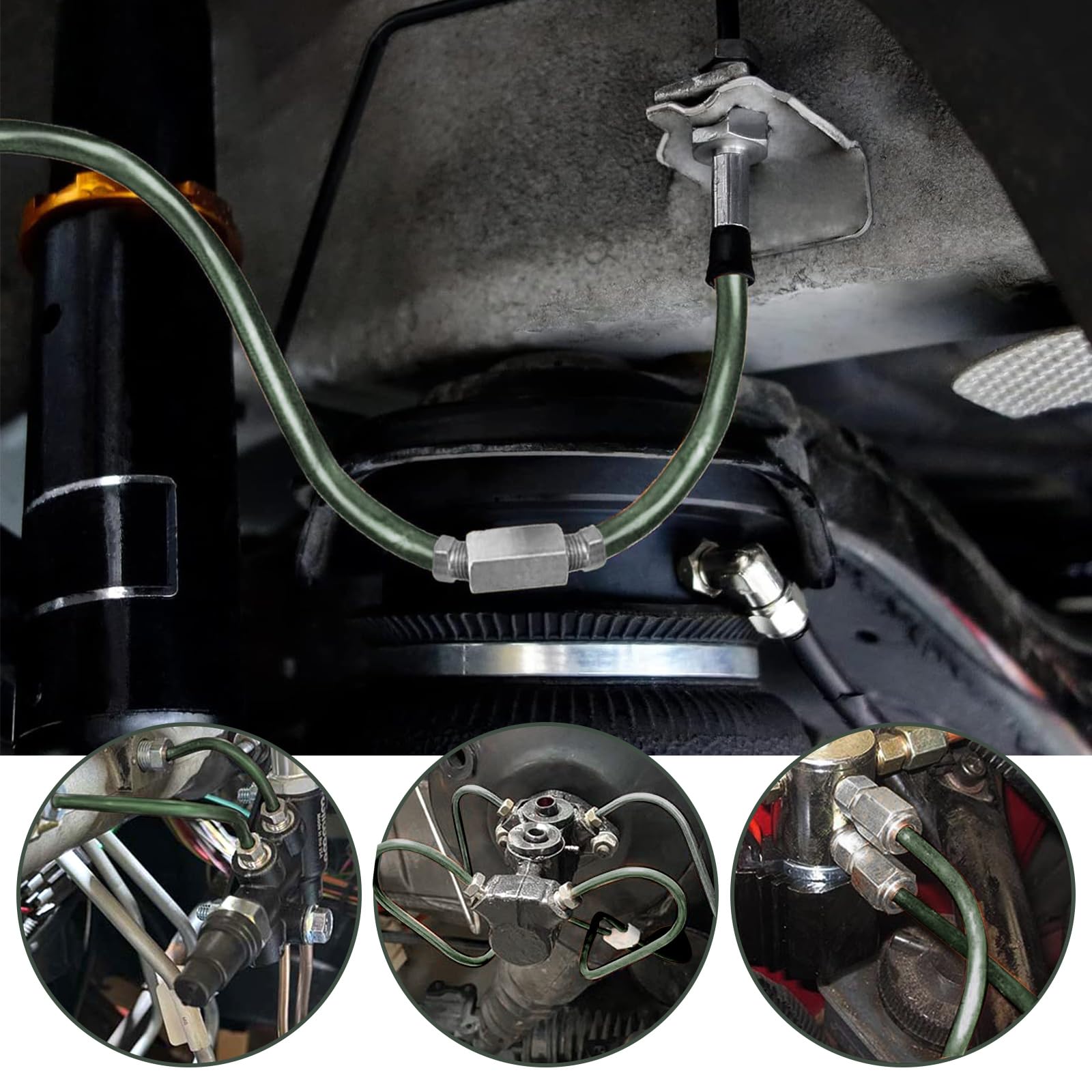 Set di tubi del freno in acciaio, 10 m Ø 4,76 mm rivestito in pvf, tubo del freno rame rivestito in rame, per riparazione sistema di frenatura auto (2 × 5 m)