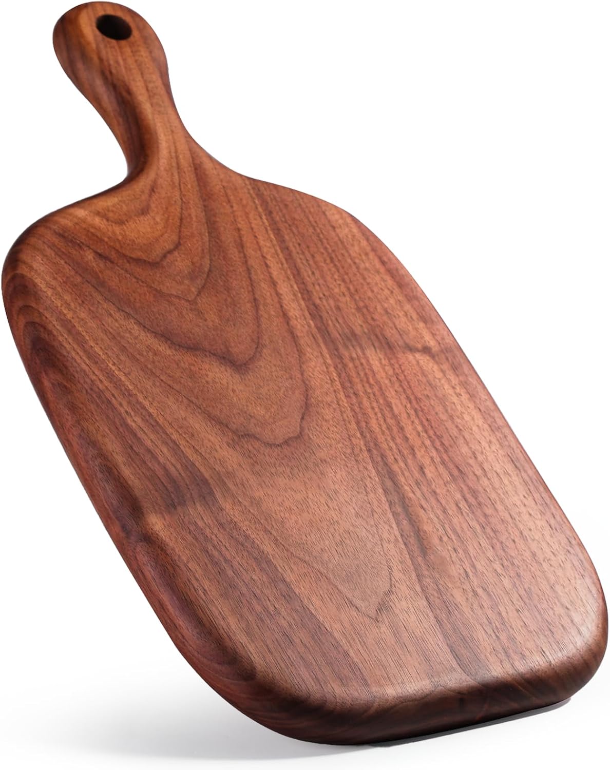 Walnut Wood Cutting Board, Large Wooden Chopping Board with Handle Hang Hole, Cheese Boards for kitchen Bread Vegetables Fruits, No Glue Solid Boards for Wood Engraved, 16.6x7.9 Inch