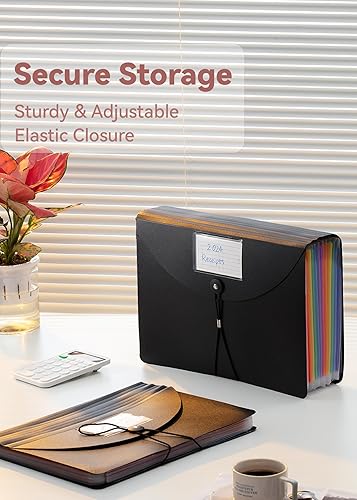 Miniatura 4 de Organizador de archivos de acordeón portátil, carpeta de archivos expandible de 12 bolsillos, organizador mensual de recibos de facturas, pestañas