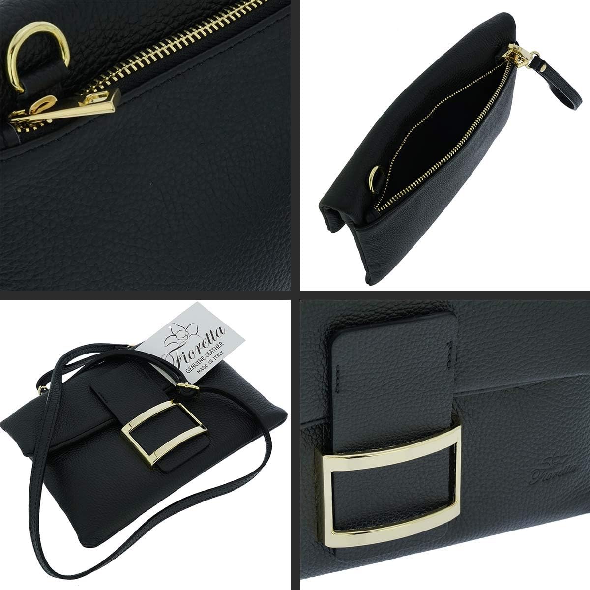 Italian Genuine Leather Wristlet Crossbody Shoulder Bag Clutch Handbag For Women