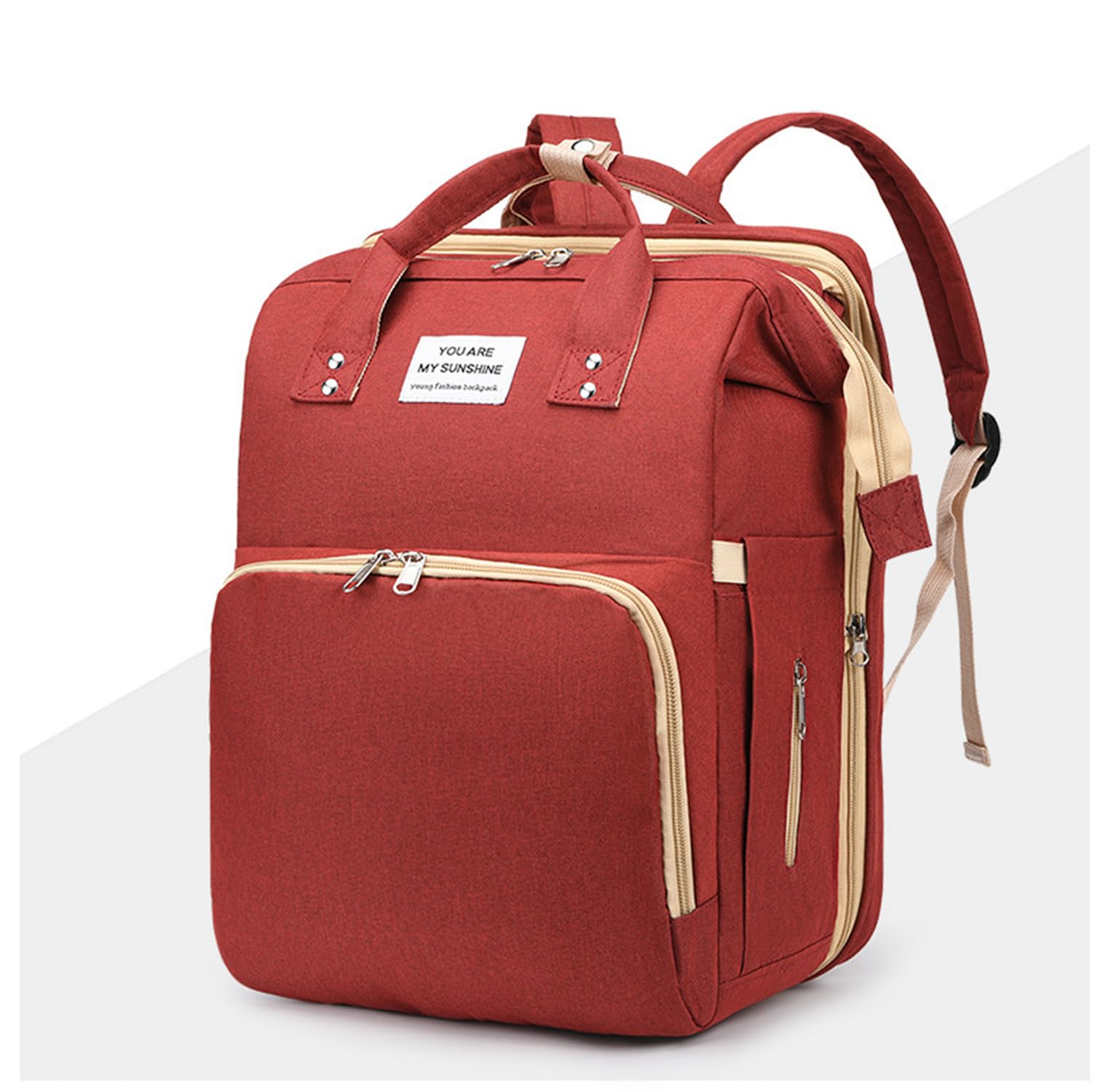 Mochila para pañales con cambiador, cambiador, puerto de carga USB, bolsillos aislados, correas para cochecito