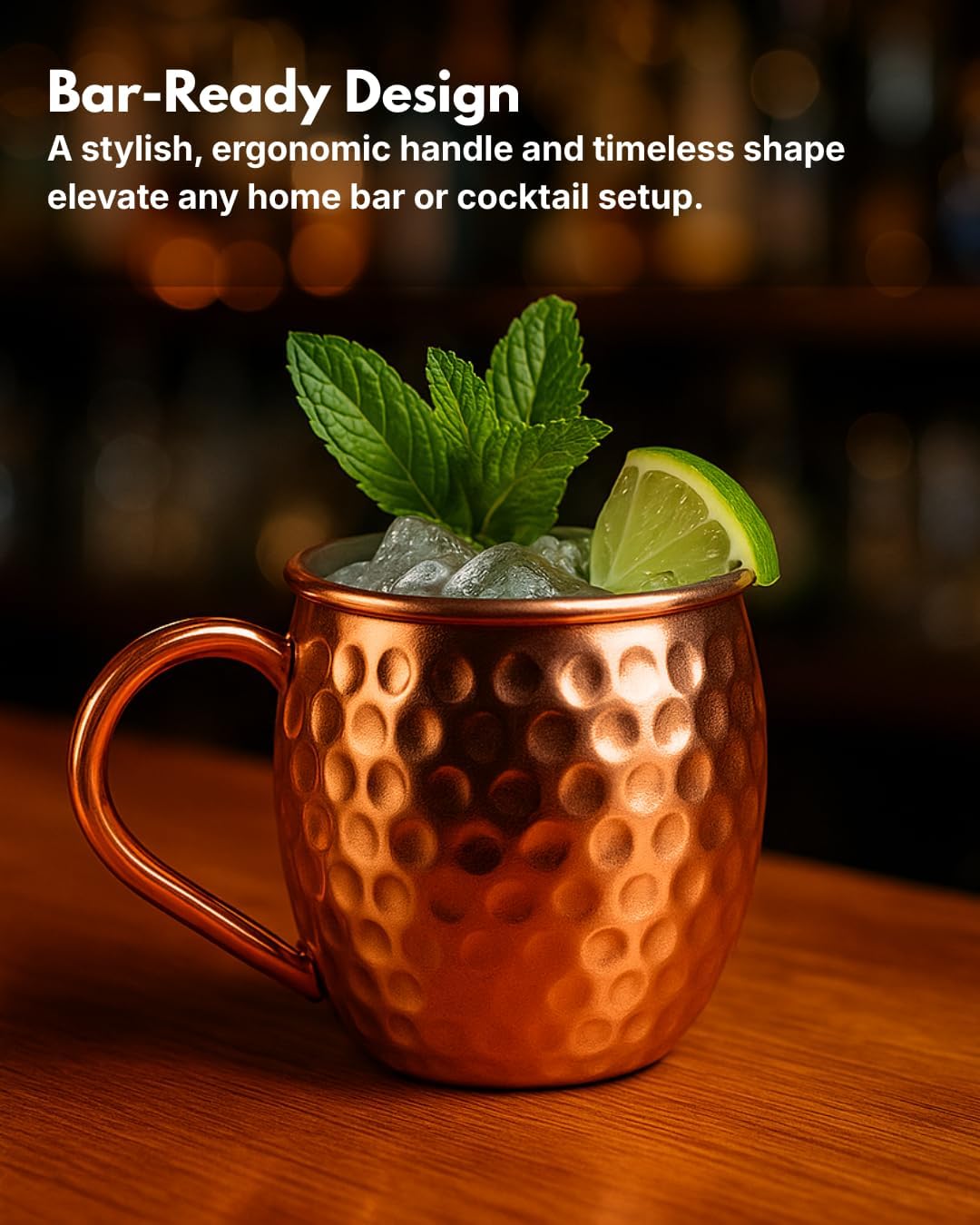 Moscow Mule Copper Mugs Set of 2 – 16 oz Pure Copper Cups for Cocktails – Handcrafted Hammered Finish | Durable Metal Drinkware for Whiskey, Mule Drinks, Bar Accessories