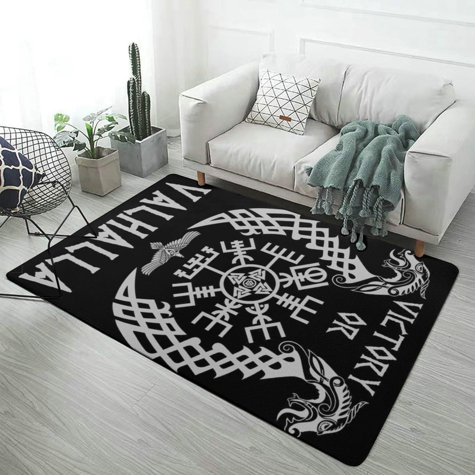 Tapis velours corail boussole viking doux et antidérapant pour protéger les pieds du froid