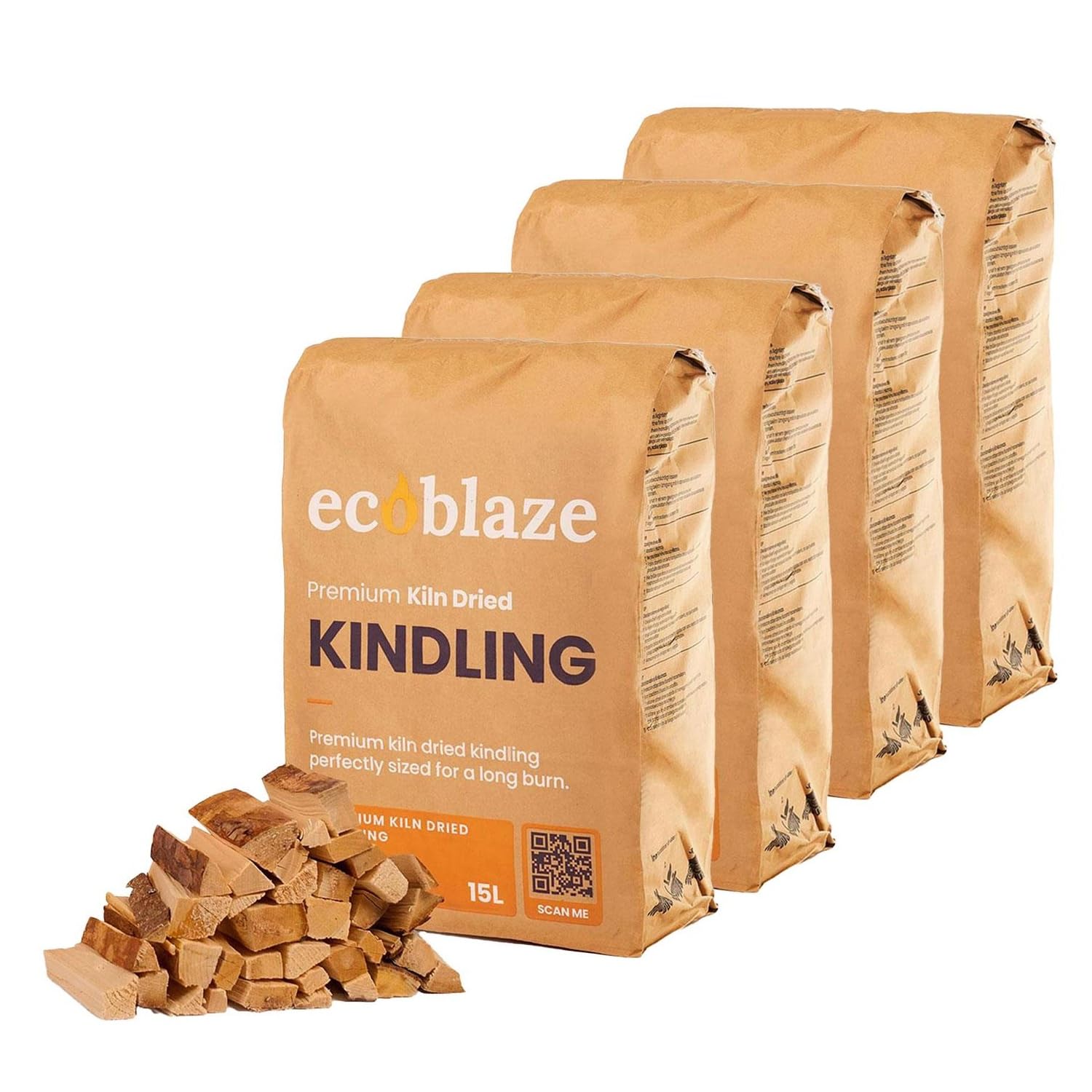 Ecoblaze Brown 26Kg Kiln Dried Hardwood Kindling Wood - Ideal For Use With Natural Firelighters, Fire Logs, Briquettes, Kiln Dried Firewood Logs For Wood Burner, Fire Lighters And Smokeless Coal