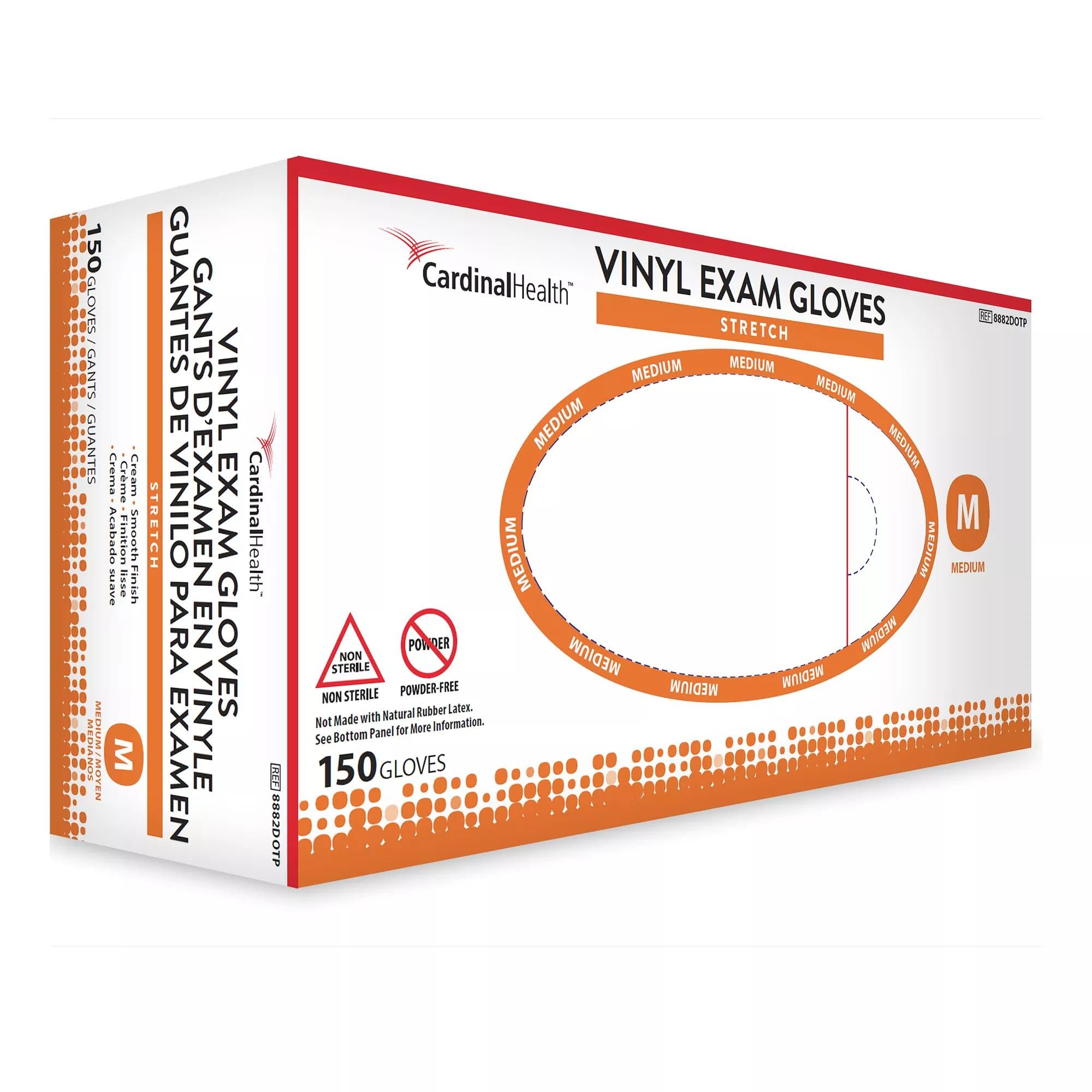 CARDINAL HEALTH™ Stretch Vinyl Exam Gloves Cream, XS, 150EA/BX