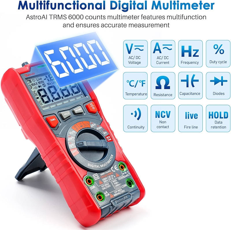 AstroAI Multimètre Numérique Automatique TRMS 6000 Count, M6K0R