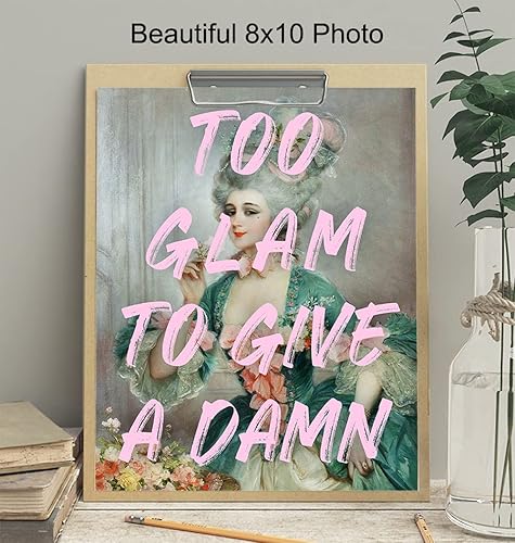 Vista 4 de YELLOWBIRD ART & DESIGN Glam Bathroom Wall Art & Decor - Funny Bathroom Decor - Pink Bath Artwork for Women Woman Teen Girls Girl - Powder room