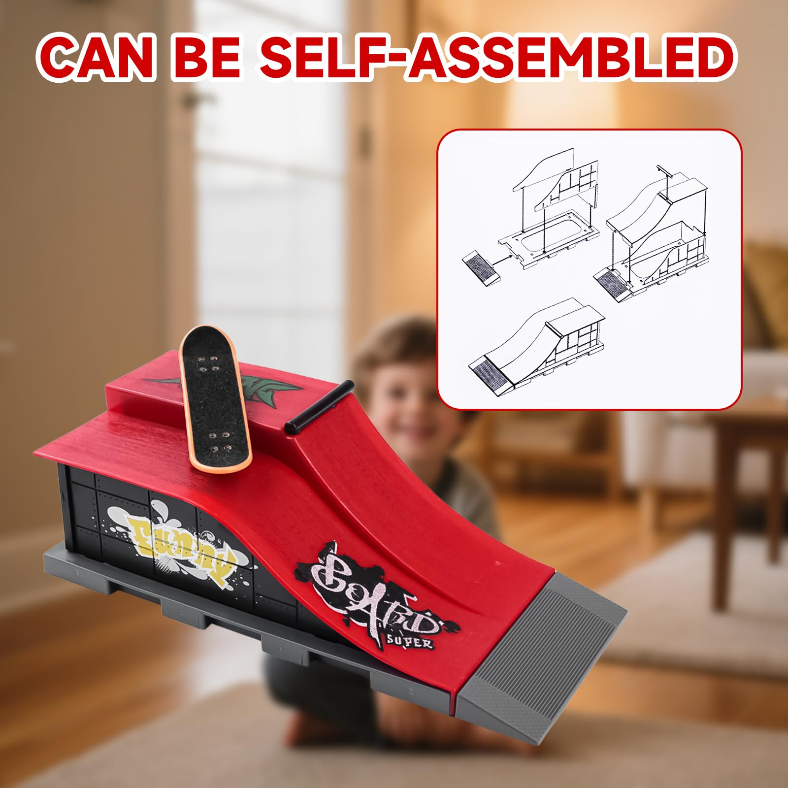 BuyWeek Kit Rampa per Skateboard per Dita Skateboard da Dito, Mini in ABS per Bambini Allenamento