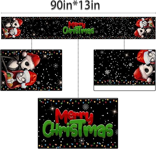 Miniatura 5 de Sunwer Camino de mesa de Feliz Navidad, El extraño mundo de Jack Skellington y Sally, decoración de fiesta de cumpleaños, hogar, cocina, comedor