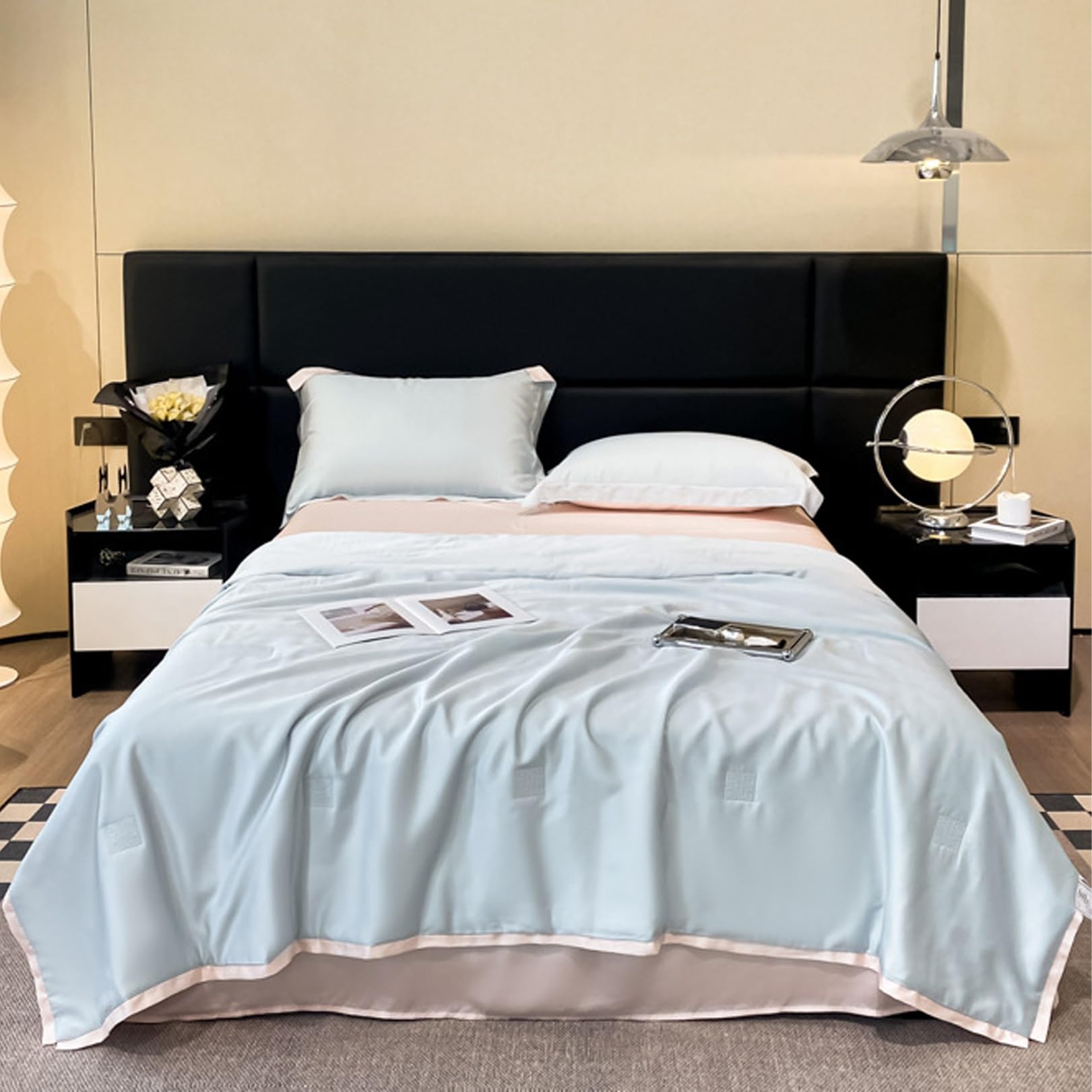 Couette en soie de luxe bleue 200x230 cm pour le soin de la peau et des cheveux