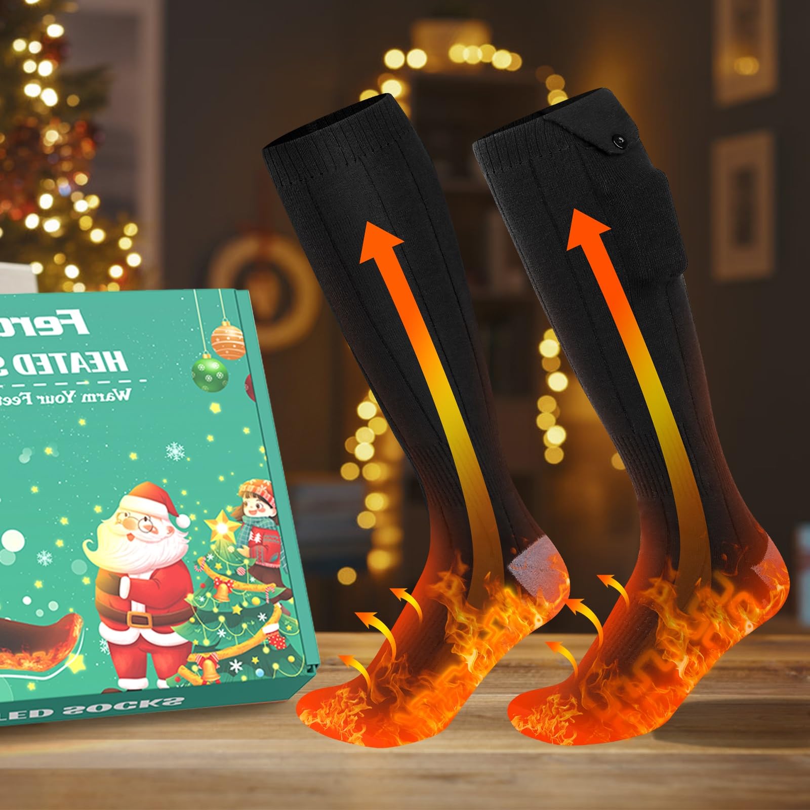 Chaussettes Chauffantes Ferdiiz – Rechargeables 7500mAh, 4 Températures, Autonomie Jusqu’à 14h – Lavables En Machine – Pour Homme/femme, Parfaites Pour L’hiver