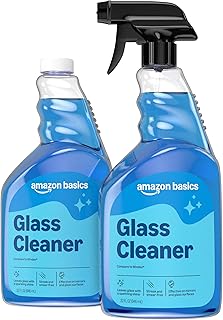 Amazon Basics Glass Cleaner, Streak-Free Shine, 32 Fl Oz, Pack of 2 with 1 Sprayer