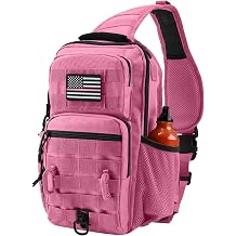 Tactical Shoulder Sling Bag, Small Chest Pack, 13L Backpack for Men Outdoor Sports Pink, 13L