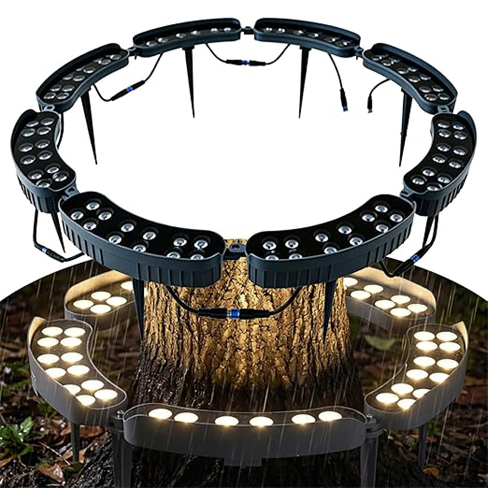 QICBYING LED Ring Tree Light, Outdoor Waterproof Landscape Spotlight, Die-Cast Aluminum Tree Hug Uplights With Ground Stake For Garden Pathway Accent, Circular Wrap Around Lamp(White,96W(220v)) — image 1