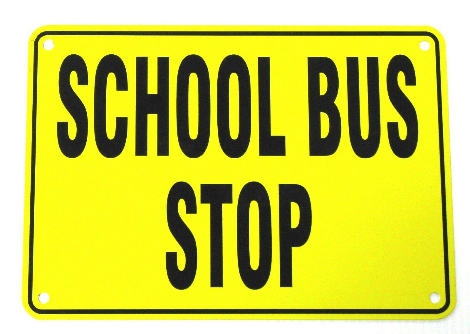 Inga Yellow School Bus Stop Sign Warning Safety Metal Funny Tin Sign 8X12 Inch
