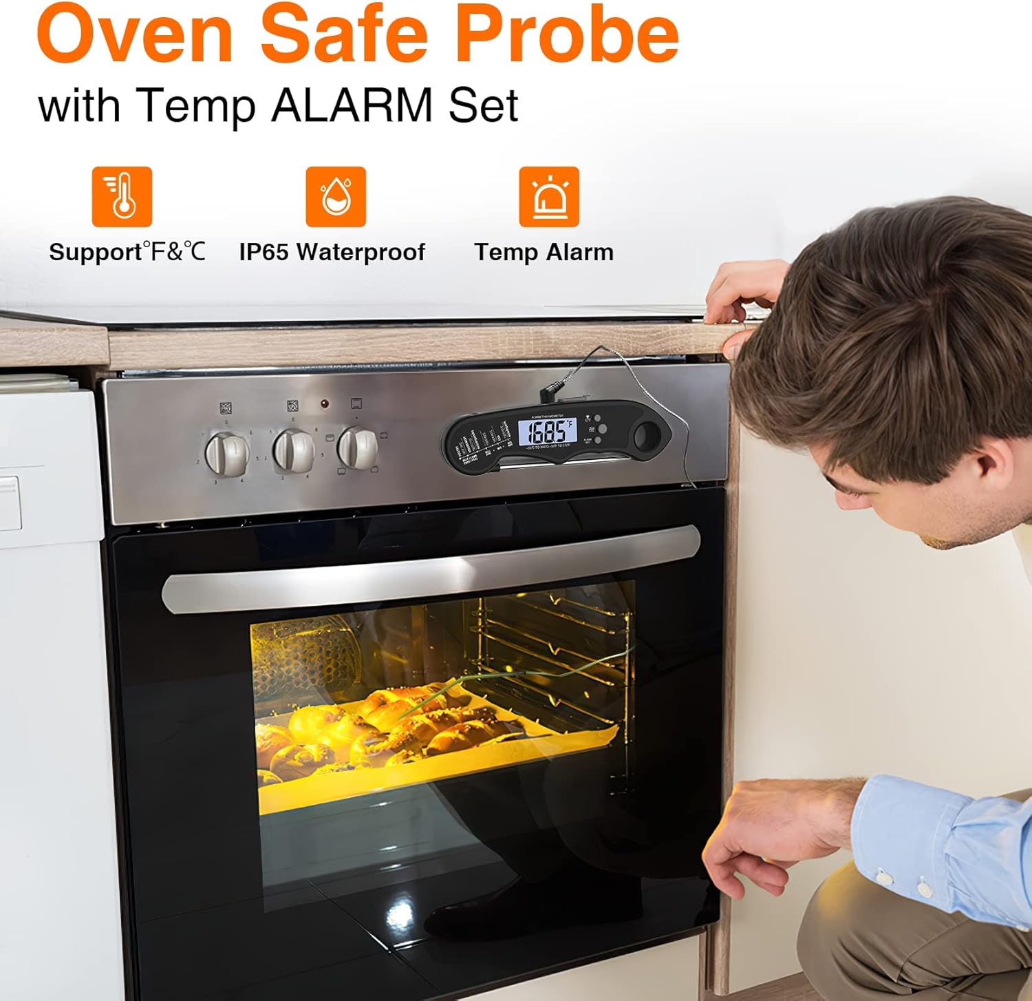 review Meat Thermometers, Umedo 2 in 1 Waterproof Instant Read Food Thermometer, Alarm Set, Backlight, Cal, Temp Chart, Cooking Thermometer for Grilling, BBQ, Baking, Candy, Liquid, Deep Fry