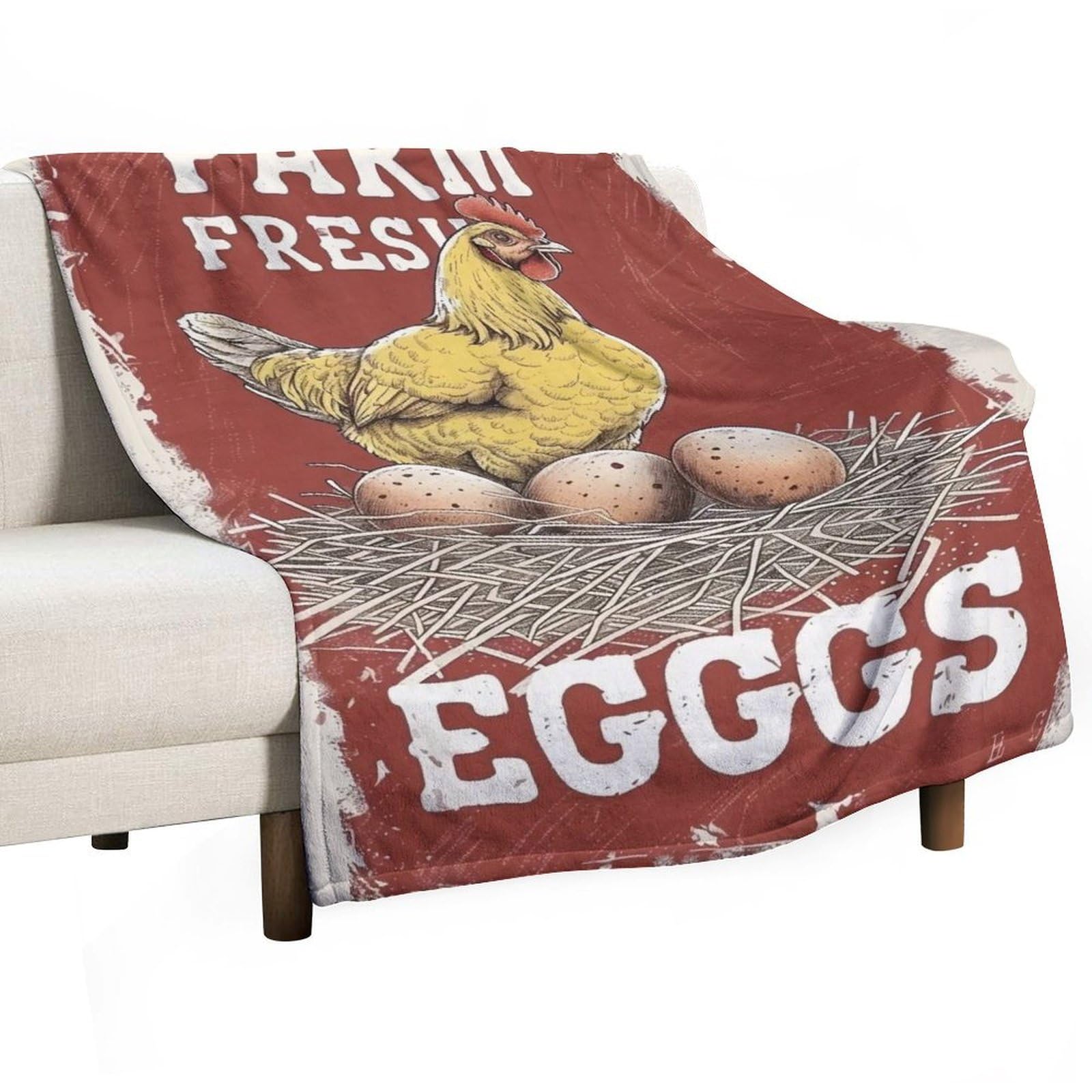 YHGSREUOH Farm-Fresh-Eggs_01 Flannel Blankets Fleece Soft Throw Lightweight Plush Gifts for Couch, Bed, Cozy Sofa Plush, Chair, Lovers 130x175cm(50x70in)