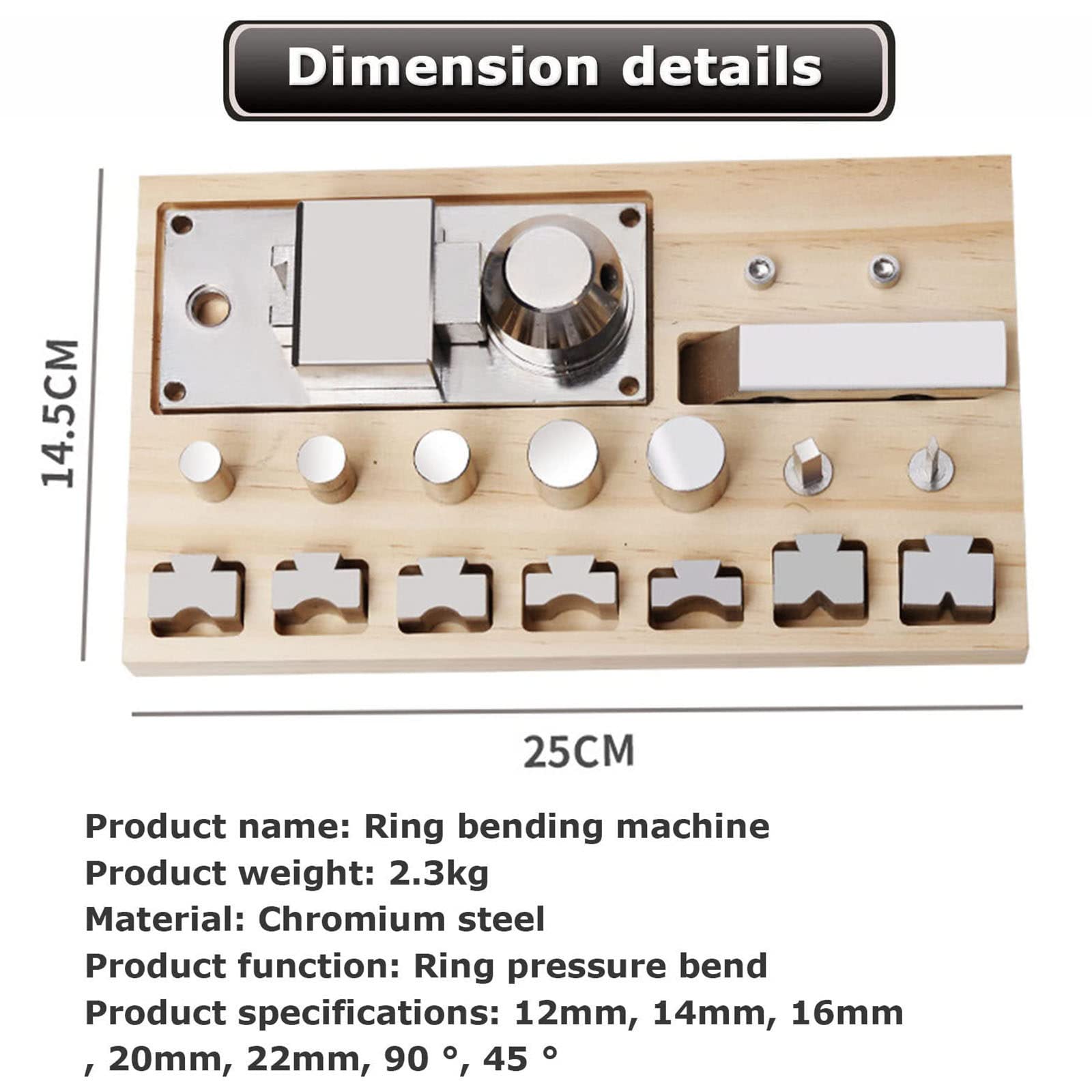 Sieraden buigmachine, gereedschap voor het maken van sieraden, ring buigmachine, 12 mm, 14 mm, 16 mm, 20 mm, 22 mm, voor sieraden ring oorbellen armband maken, reparatie, buigen, sieraden reparateur