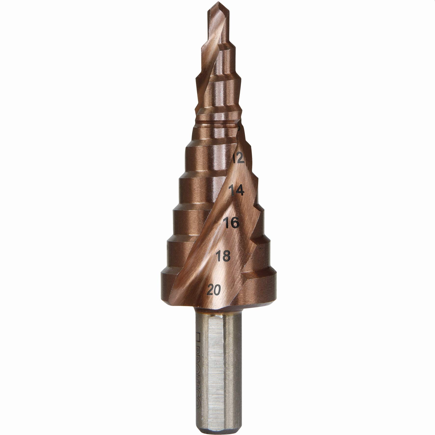 Proteco-Werkzeug® HSS Titan TIN TiZrN Zirkon - Juego de 3 brocas escalonadas profesionales para metal