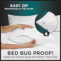 Vista 3 de Protect-A-Bed AllerZip Protectores de Almohada Estándar de 20" x 26" (Juego de 2), A Prueba de Chinches y Ácaros del Polvo, Fundas de Almohada