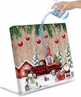 Outdoor Waterproof Cushion Covers Xmas Trucks Ball Snowman Dwarf Replacement Stretch Seat Slipcover for Patio,Pine Tree Retro Wood Grain Chair Couch Sofa Covers Furniture Protector Set of 2,20x18IN