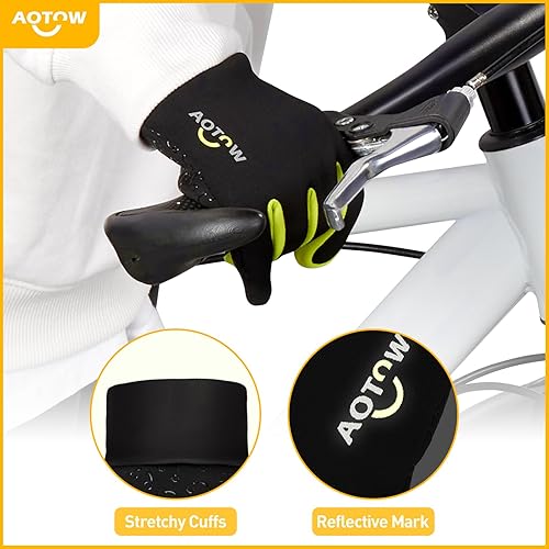 Miniatura 4 de Guantes deportivos cálidos de invierno para niños, clima frío, resistente al agua, para niños de 4 a 12 años, color negro