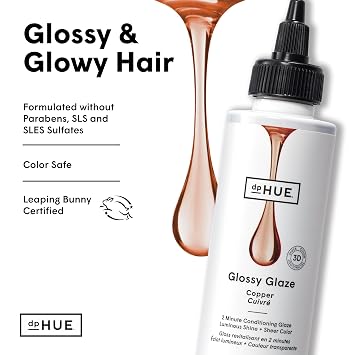 dpHUE Glossy Glaze, Caramel - In-Shower Liquid Hair Gloss for Luminous Shine & Sheer Color - Paraben, SLS & SLES Sulfate Free - Leaping Bunny Certified