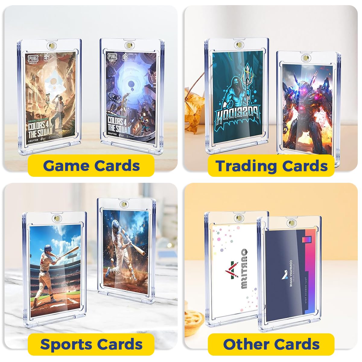PATPAT® 5Pcs Acrylic Card Sleeves, Magnetic Acrylic Game Card Holder 2