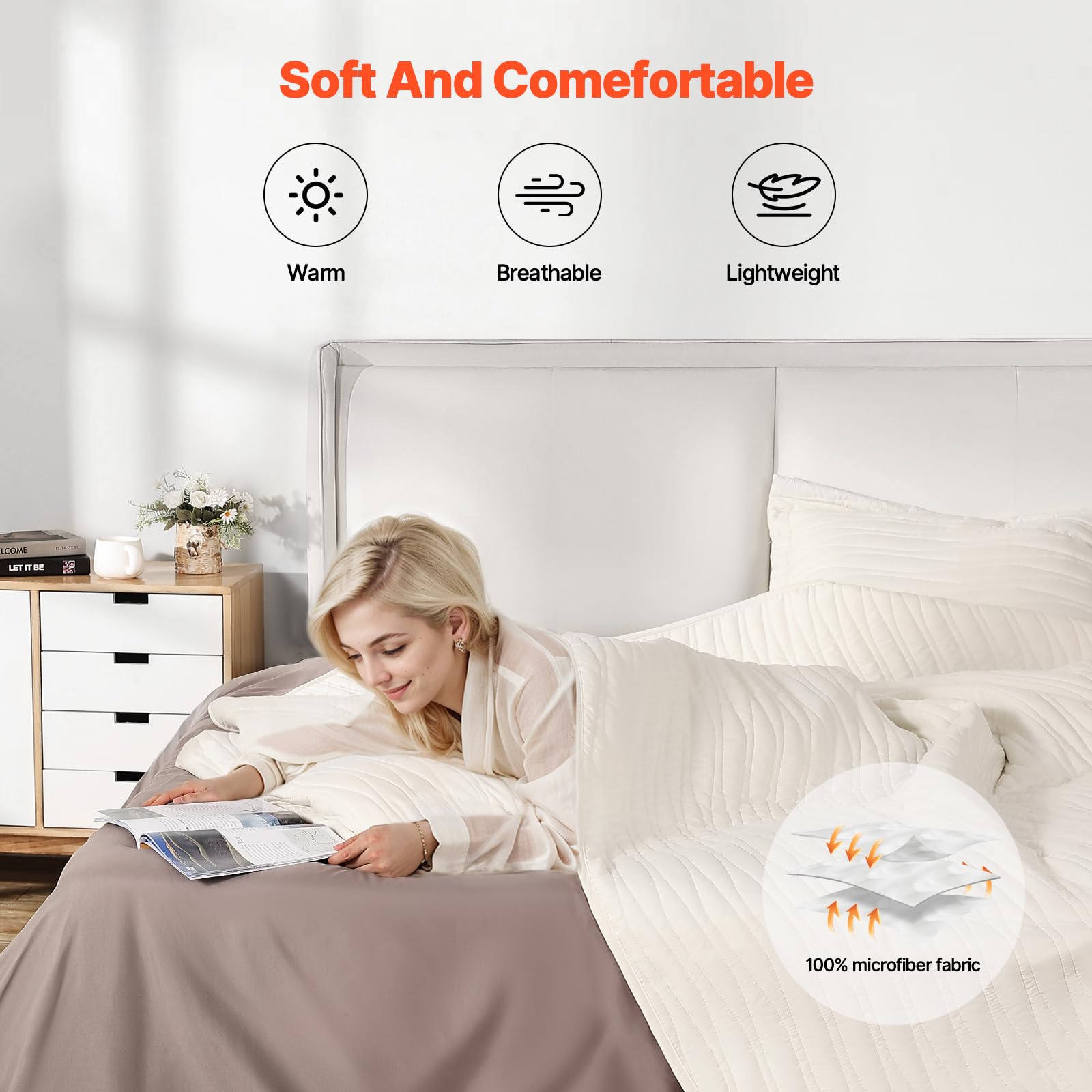 VEVOR King Quilt Set, 3-Piece Lightweight Comforter, Microfiber King Size Bedding Set, Beige Bedspreads with 1 Quilt and 2 Pillow Shams, Lightweight Bedspread Coverlet Bedding Set, for All Season