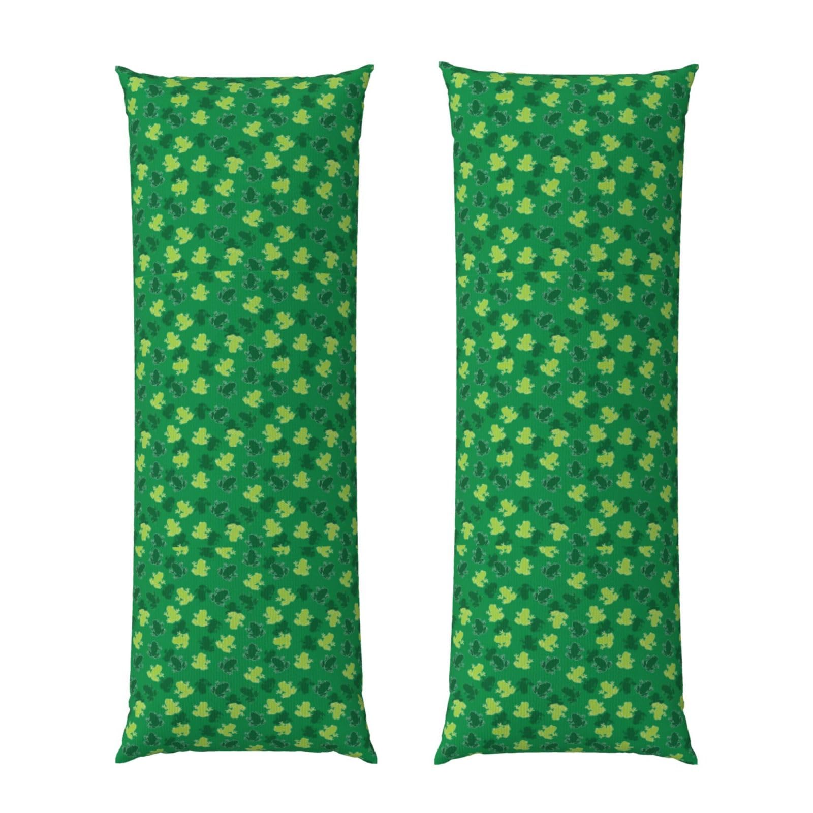 Body Pillow Cover 20x60 Animal Frogs Green, Soft Microfiber Long Pillowcase with Zipper Closure, Breathable Protector for Bedroom Sofa Couch Sleeping