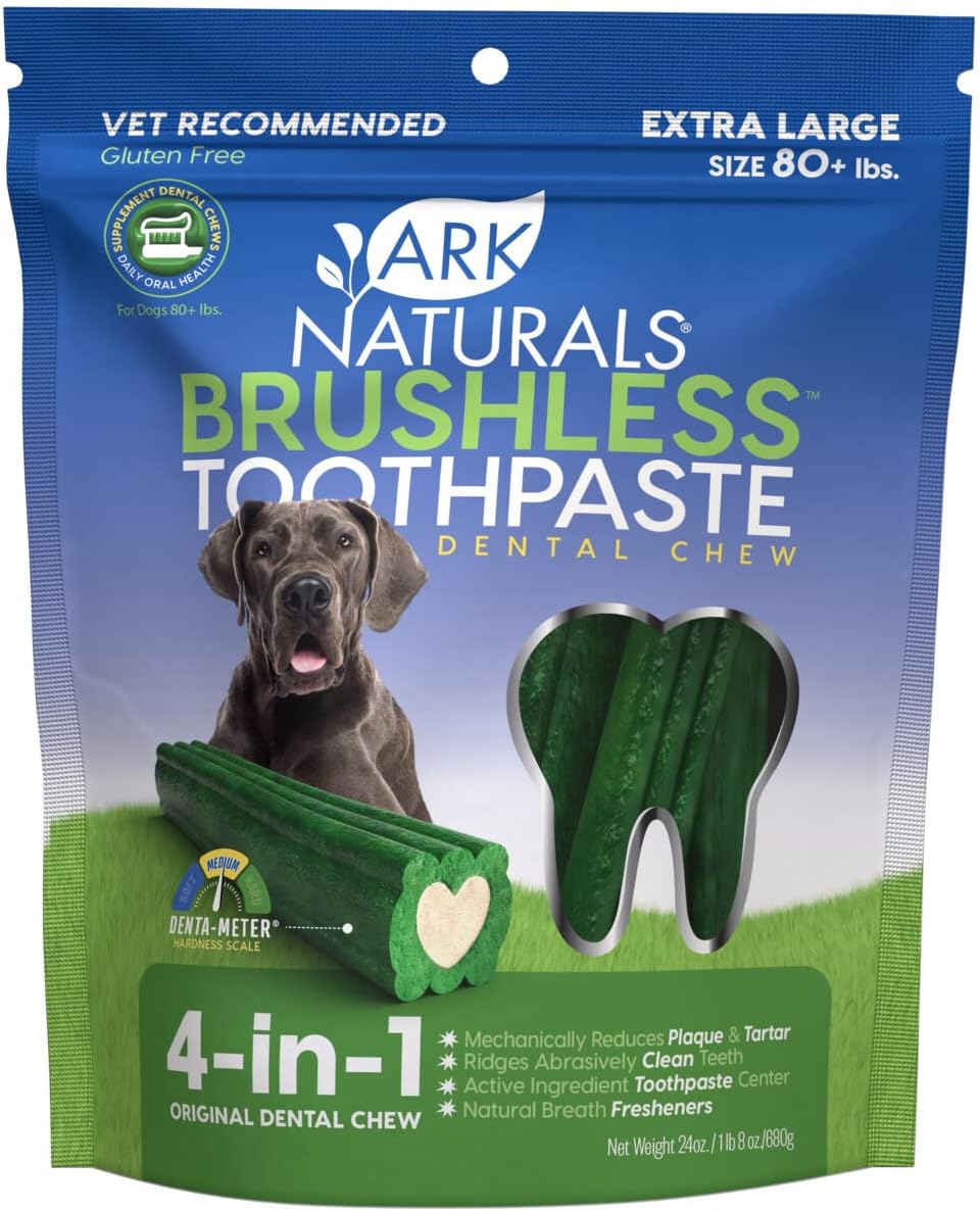 Ark Naturals Brushless Toothpaste, Dog Dental Chews for Extra Large Breeds, Freshens Breath, Unique Texture Helps Reduce Plaque & Tartar, 60 ml, 1 Pack