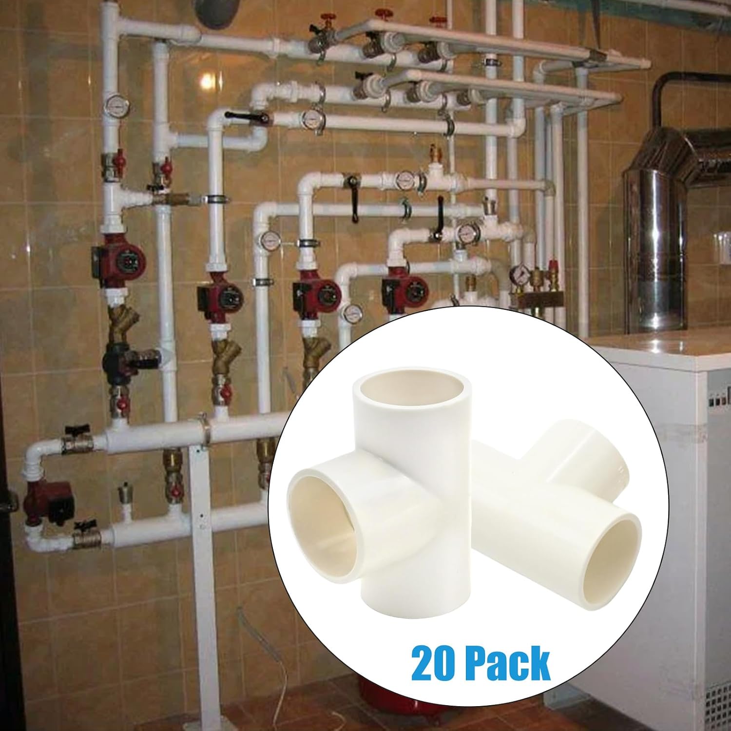 20Pcs 1/2 Inch 3 Way Tee PVC Fittings, 1/2" SCH40, for Water Supplies Build PVC Furniture Garden Shelf Greenhouse
