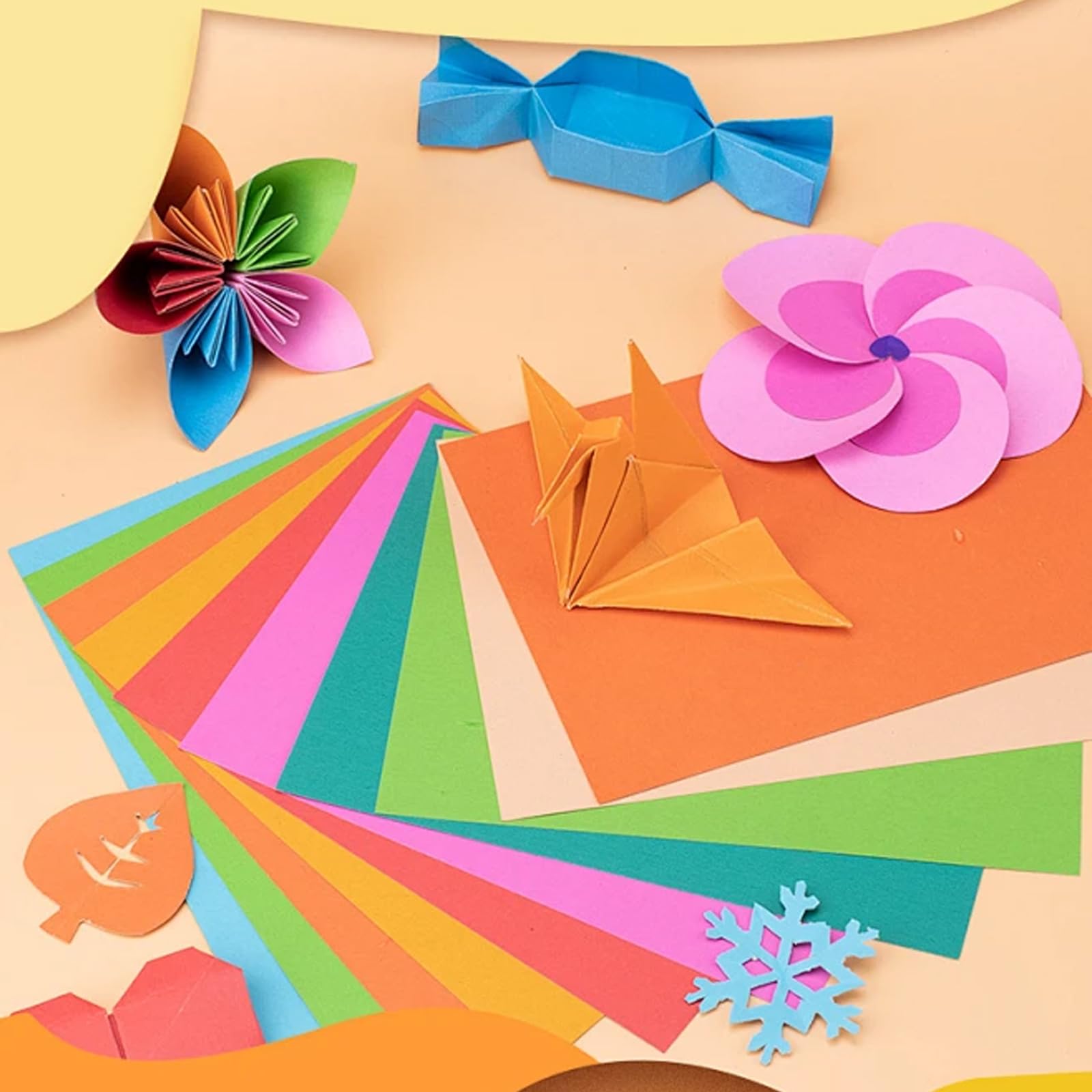Papel Origami 300 Hojas 20 Colores A4 21x29.7 cm Set Manualidades
