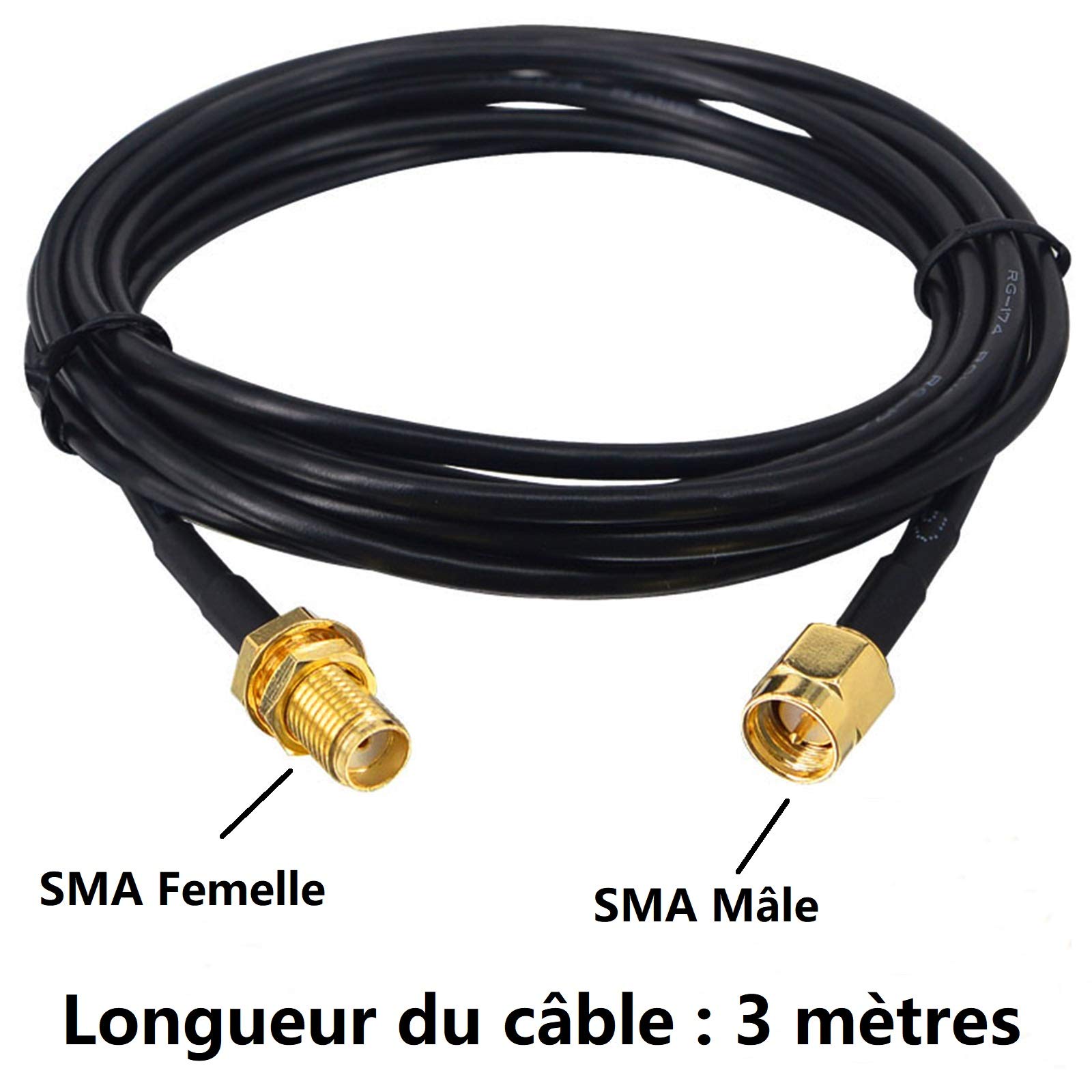 EMSea Cavo Coassiale SMA Maschio A USB – RG174 20cm Per Debug E Dispositivi Wireless (2 Pezzi)