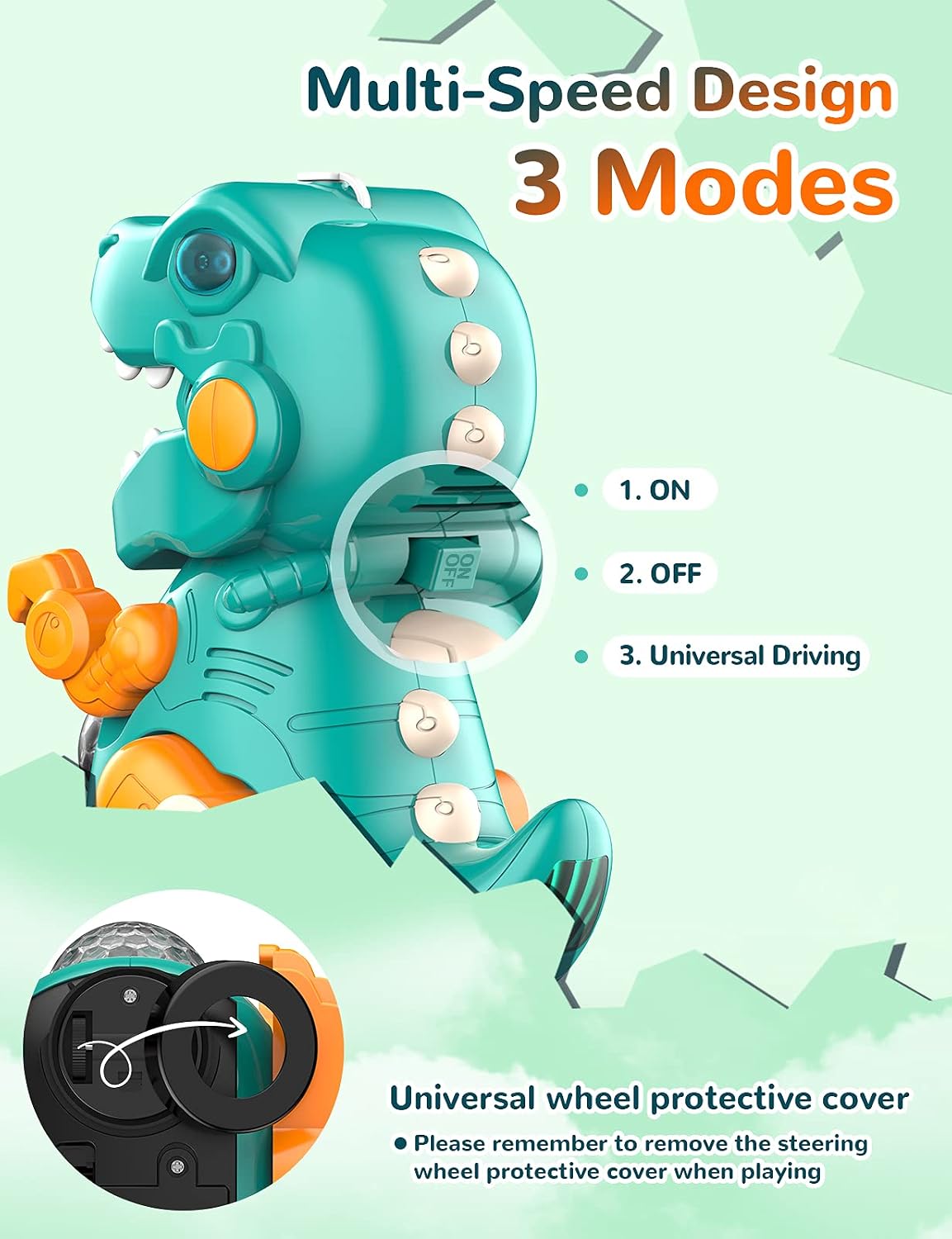 AUZEEG Bubble Machine, Dinosaur Bubble Maker with Colorful LED Lights & Universal Walking, 3000+ Bubbles Per Minute, Built-in Music Bubble Machine for Kids/ Toddlers/ Boys/ Girls, No Liquid