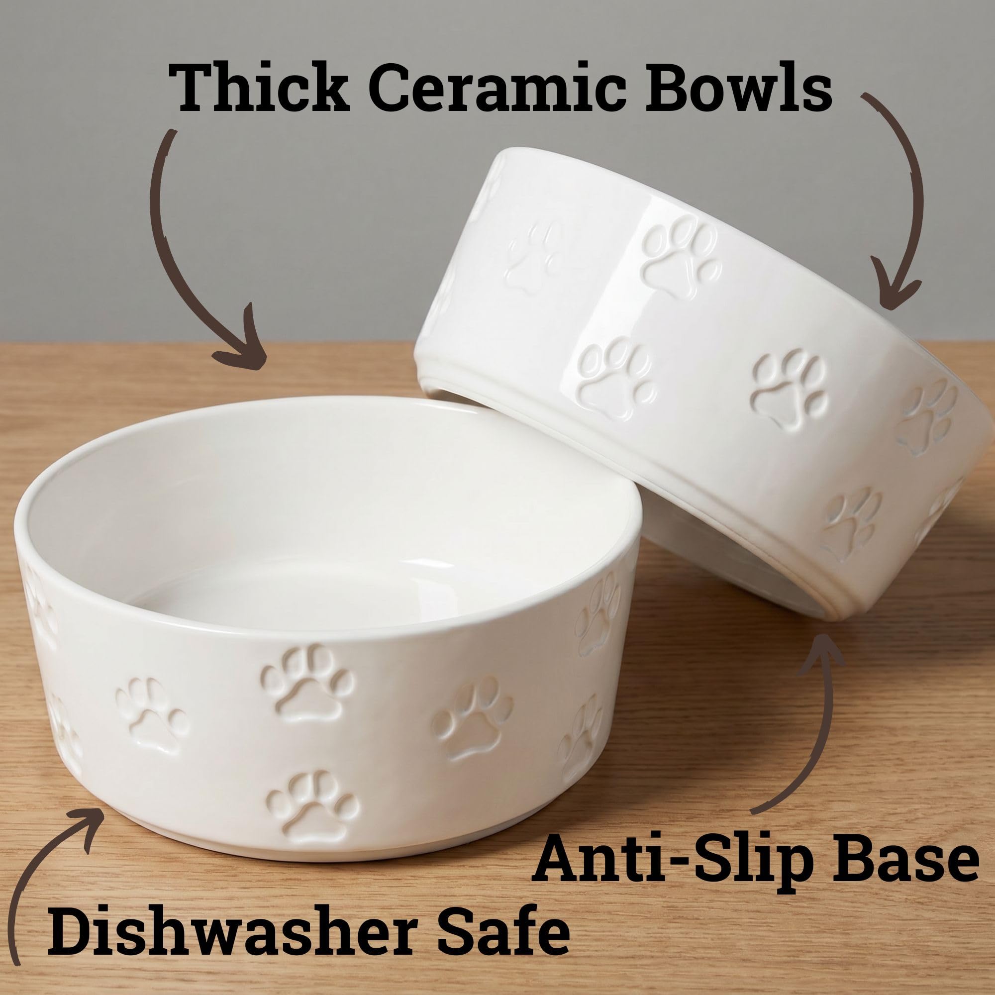 食器 Dog Ceramic Dog Bowl Set of 2 with Anti-Skid Base - 7.5