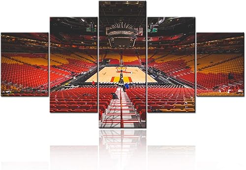 Decoración de baloncesto nativo americano de la NBA Miami Heat Pictures American Aerolínea Arena Pinturas 5 paneles de arte de pared arte moderno