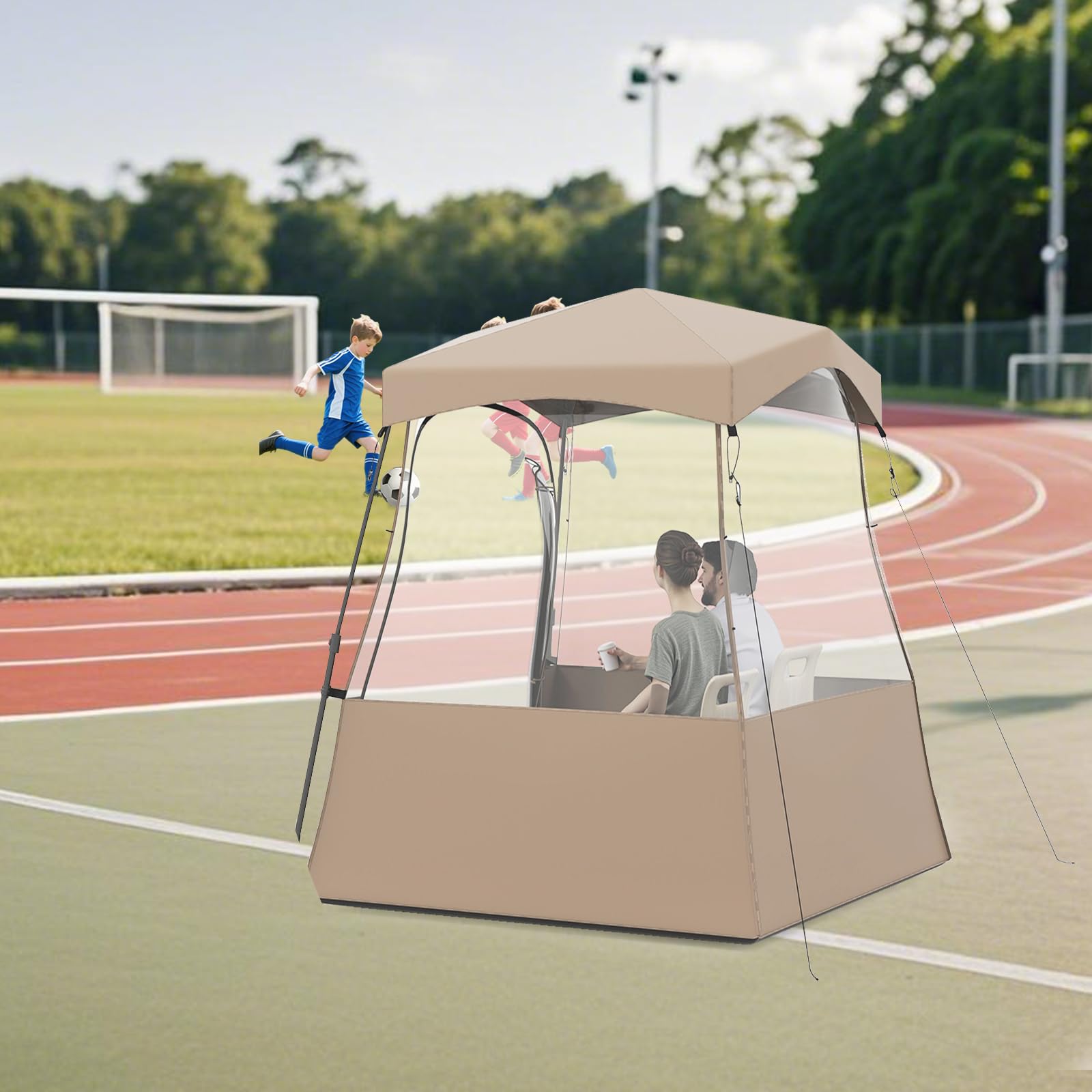 HOMASIS Tenda da Campeggio Trasparente a 360°, Tenda Pop Up con Borsa per il Trasporto, 8 Picchetti e 4 Corde Antivento, Impermeabile e Antivento, per Pesca, Birdwatching