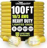 Vista 88 de Cable de extensión de 3 pies para interiores y exteriores 10/3 calibre Ultra resistente de 3 puntas SJTW, impermeable, cable de alimentación