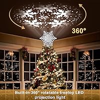 Vista 10 de Decoración para árbol de Navidad iluminada con 6 patrones proyectados, estrella de Navidad con luces giratorias LED integradas, proyector