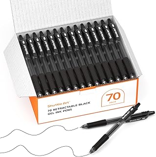 Shuttle Art Black Gel Pens, 70 Pack Retractable Medium Point Rollerball Gel Ink Pens Smooth Writing with Comfortable Grip