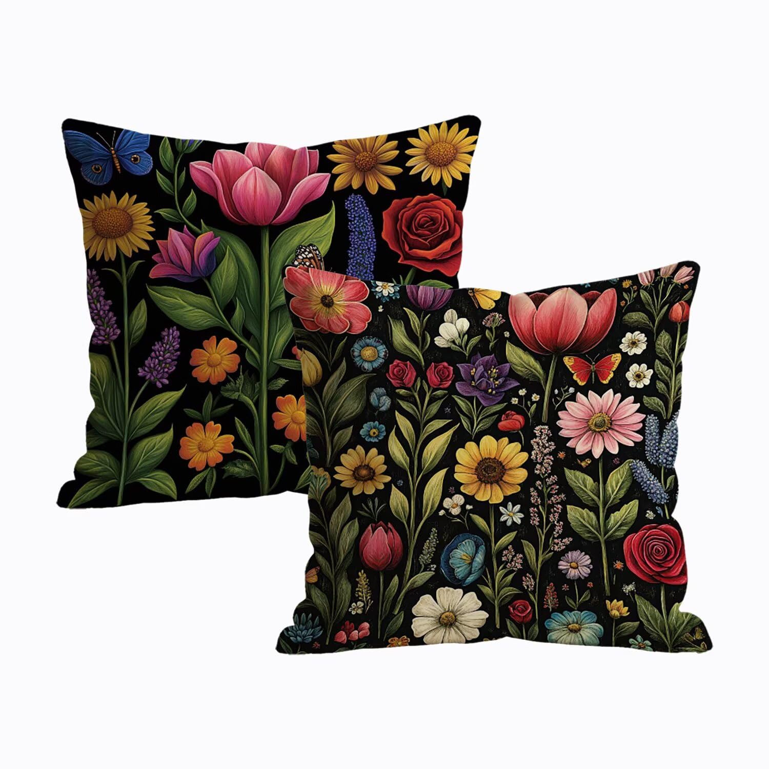 Taie d'oreiller fleurs 80x80 en velours pour embellir votre canapé de salon ou chaise de jardin