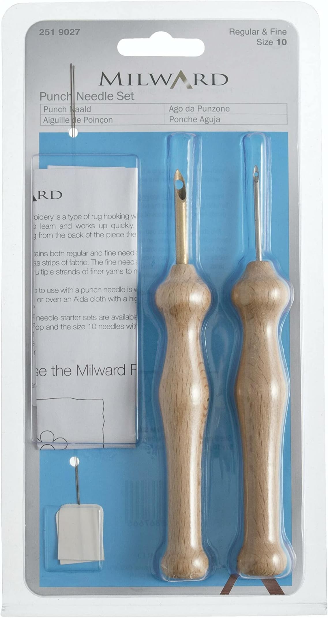 MILWARDS2519027 Punch Needle Set: Size 10: Regular and Fine, Natural