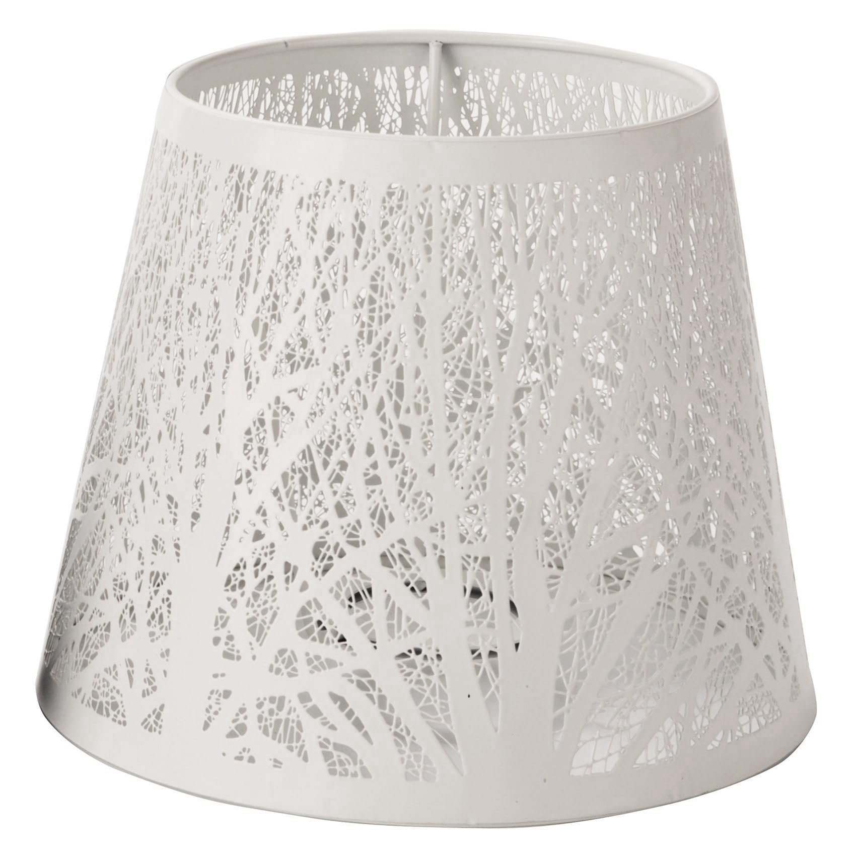 Seprendi Small Lamp Shade,Barrel Metal Lampshade with Pattern of Trees for Table Chandelier Wall Lamp White