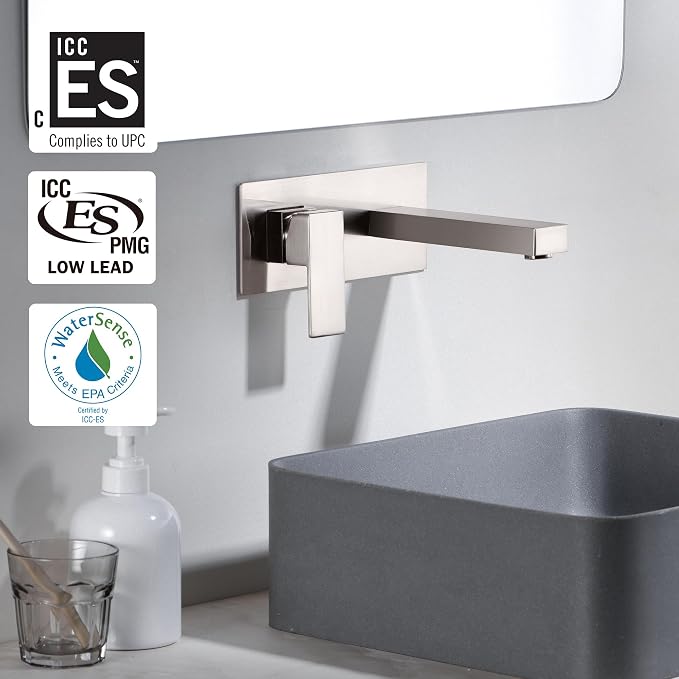 Grifería Lavamanos De Pared Monocomando Negro Mate miniatura 4